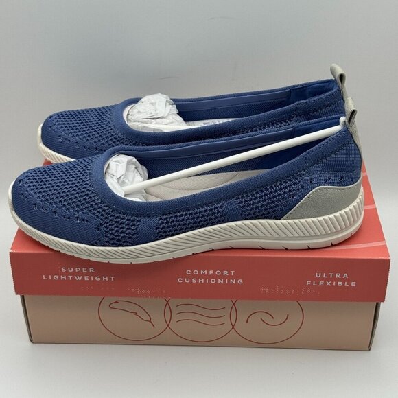 Easy Spirit Glitz Blue Knit Slip-On Comfort Shoes 8 M Lightweight Ultra Flexible - Picture 3 of 10